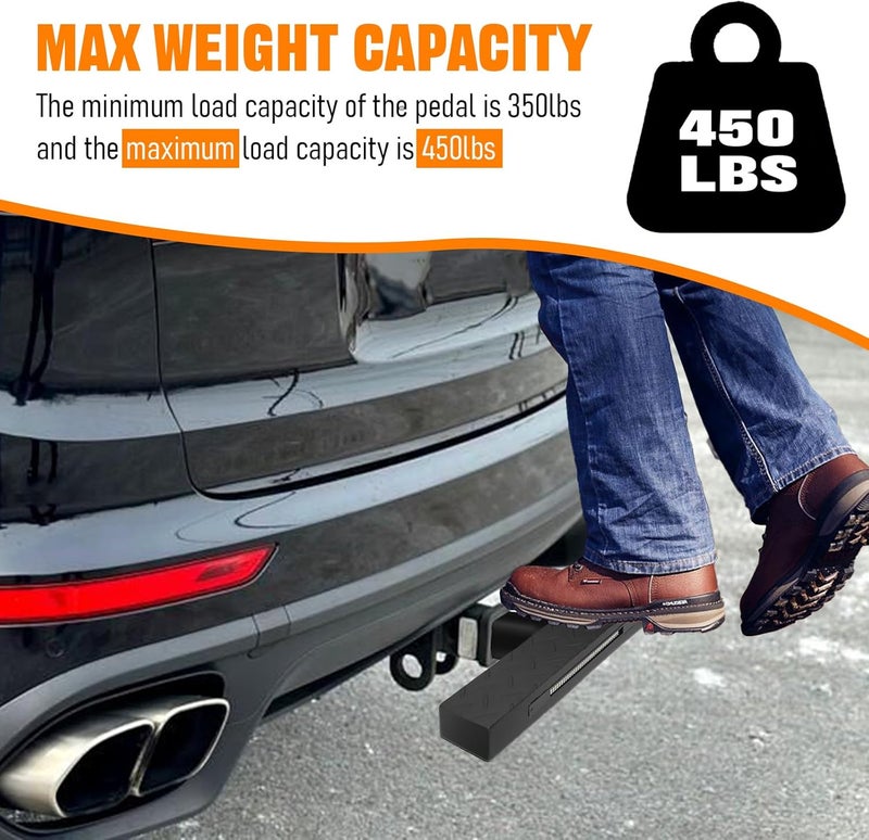 GLOBLED Hitch Step 2 Inch Receiver Universal Tow Hitch Step Protector with Brake Light & Pin Lock & 5/8" Hitch Pin Clip Rear Bumper Guard Compatible with Pickups Trucks Atvs Suvs Vans - Image 4